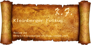 Kleinberger Folkus névjegykártya